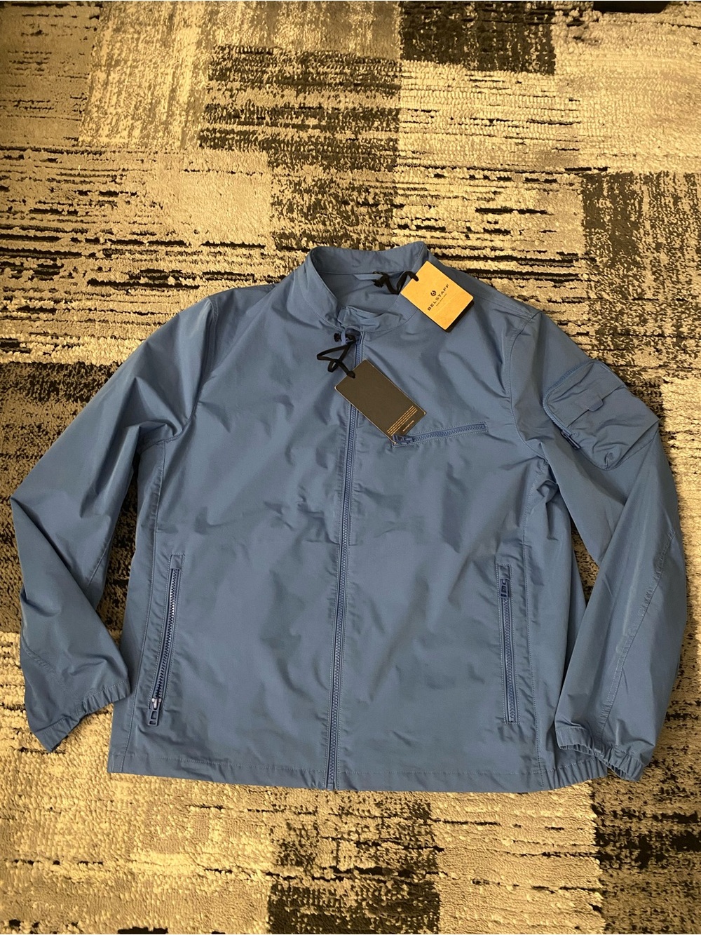 New Men’s Belstaff Beam Forward Blue Windbreaker Jacket US 48 XXL